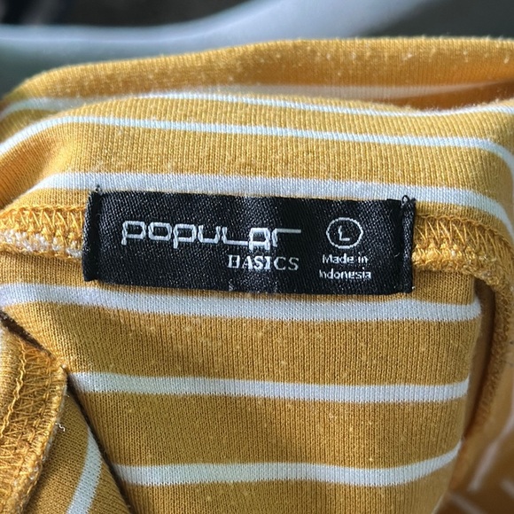 Popular Basics Mustard Yellow/White Striped Skirt Size L - Picture 4 of 5
